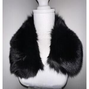 Black Real Fox Fur Collar Soft and Comfortable Winter Neck
